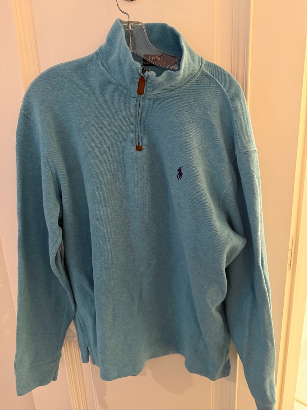 Ralph Lauren Men’s Teal Blue Quarter-Zip Sweater